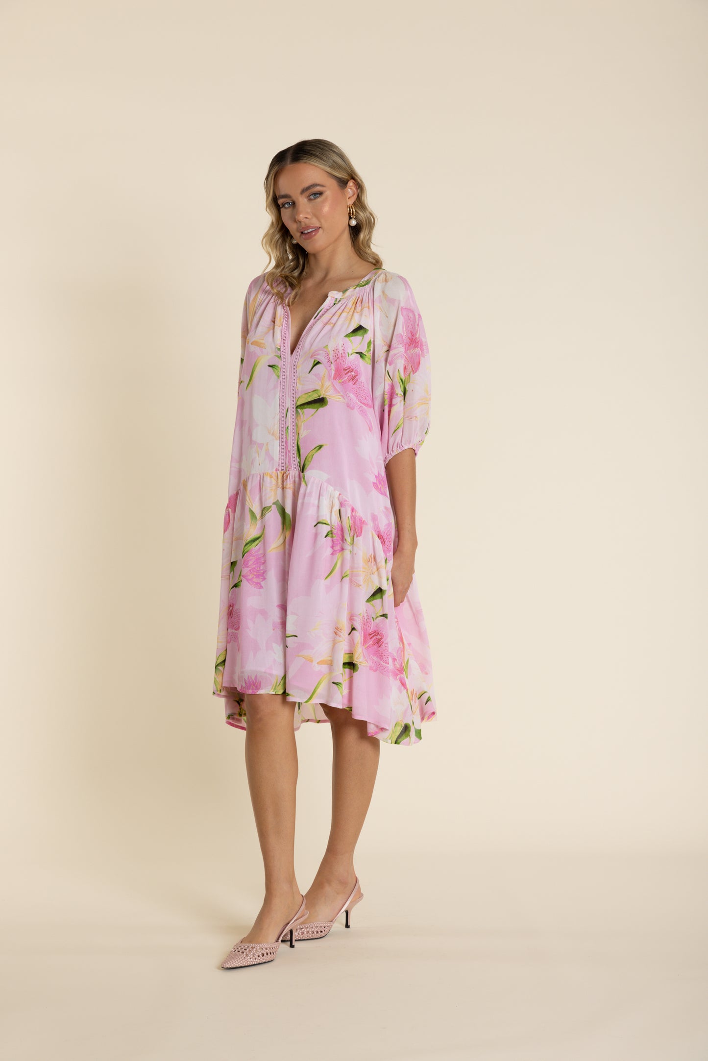 Two T's Pink Orchid Print Dress