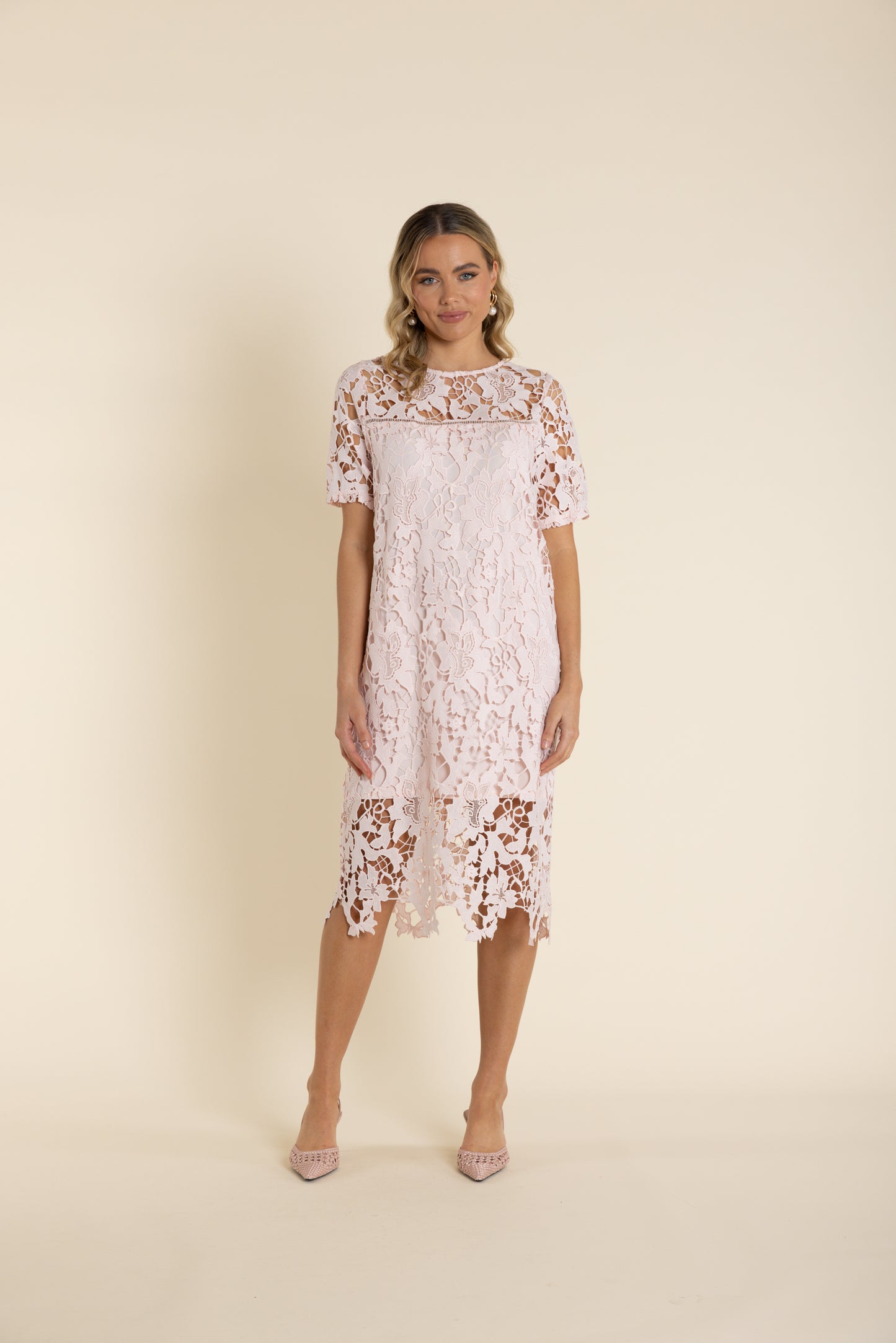 Two T's Guipure Lace Dress - Ice Pink