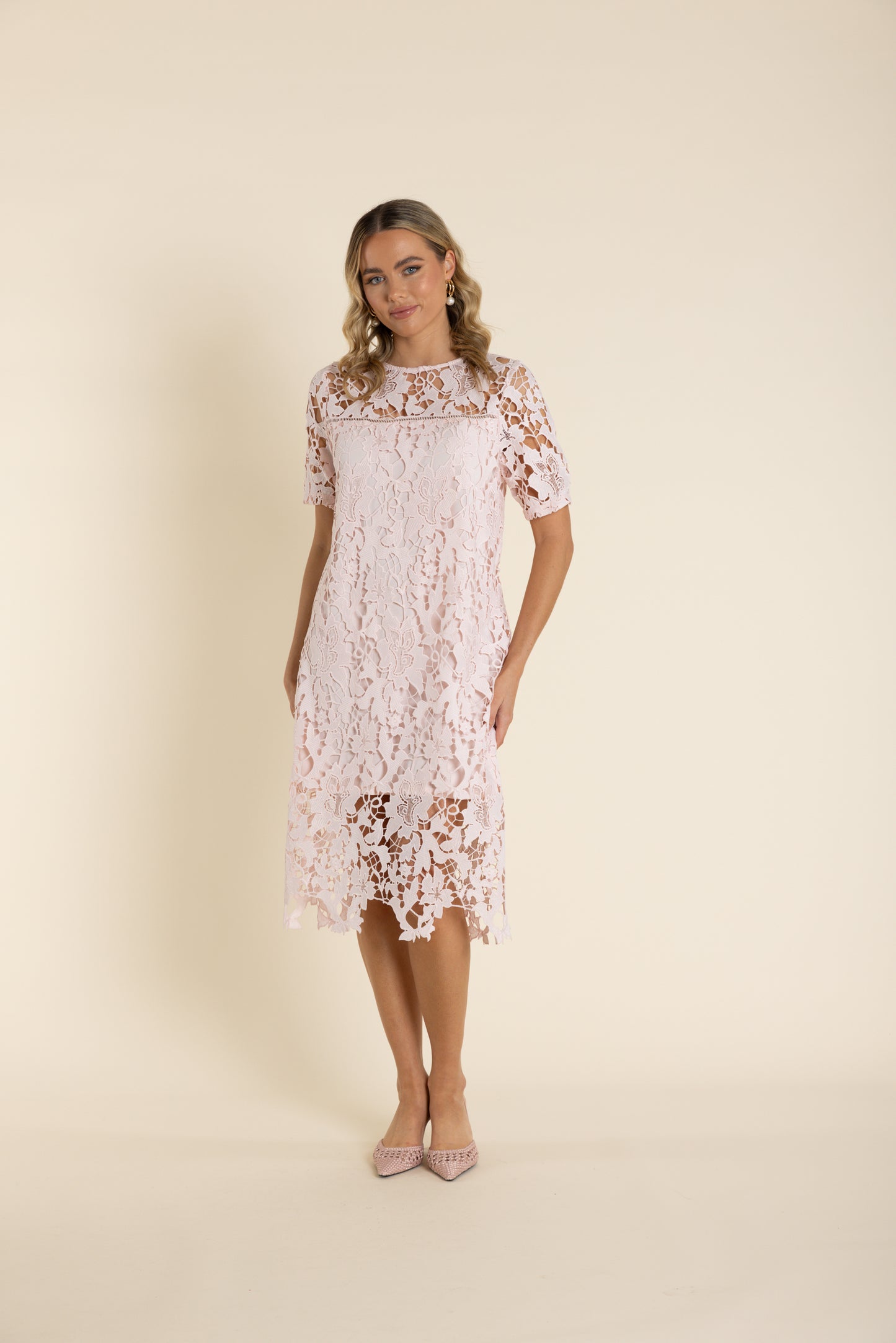 Two T's Guipure Lace Dress - Ice Pink