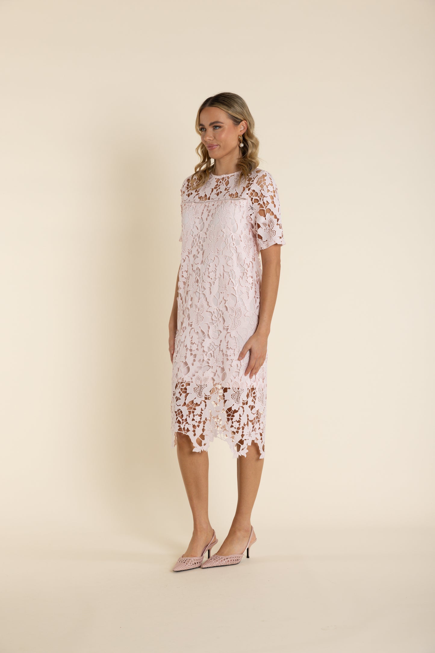 Two T's Guipure Lace Dress - Ice Pink