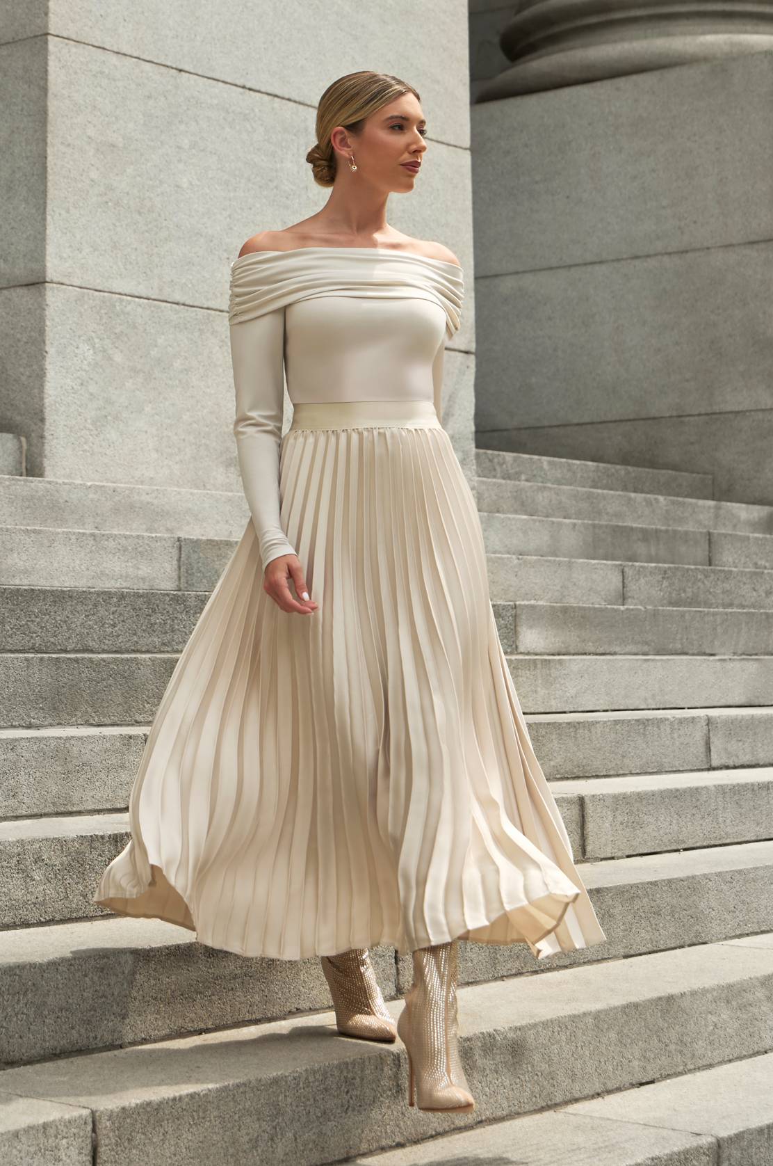 Frank Lyman Pleated Skirt - Champagne