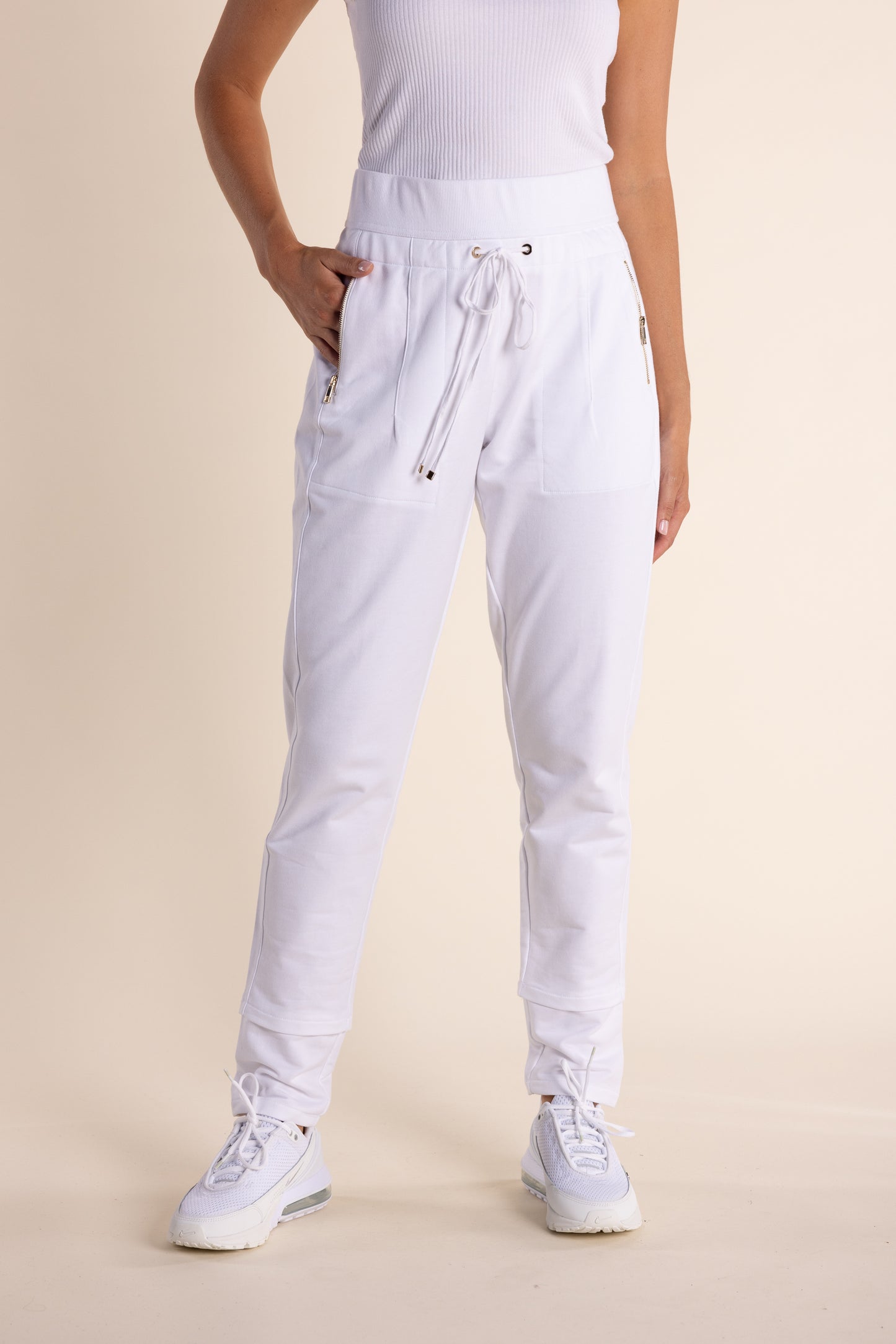 Two T's Track Pant with Zips - White