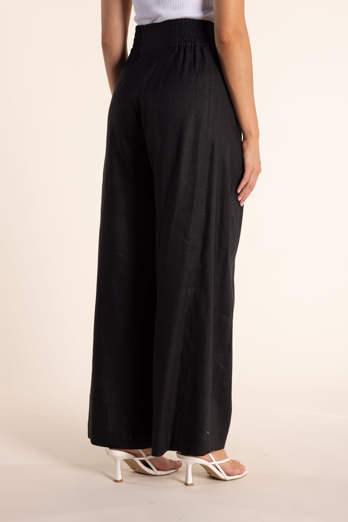 Two T's Linen Wide Leg Pant - Black