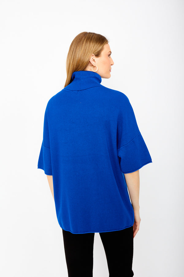 Frank Lyman Turtleneck Heart Knit Cobalt